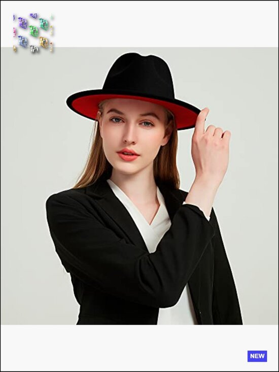 Wide Brim Two Tone Fedora Hat Unisex Dress Felt Panama Hat Adult Sizes main image 5